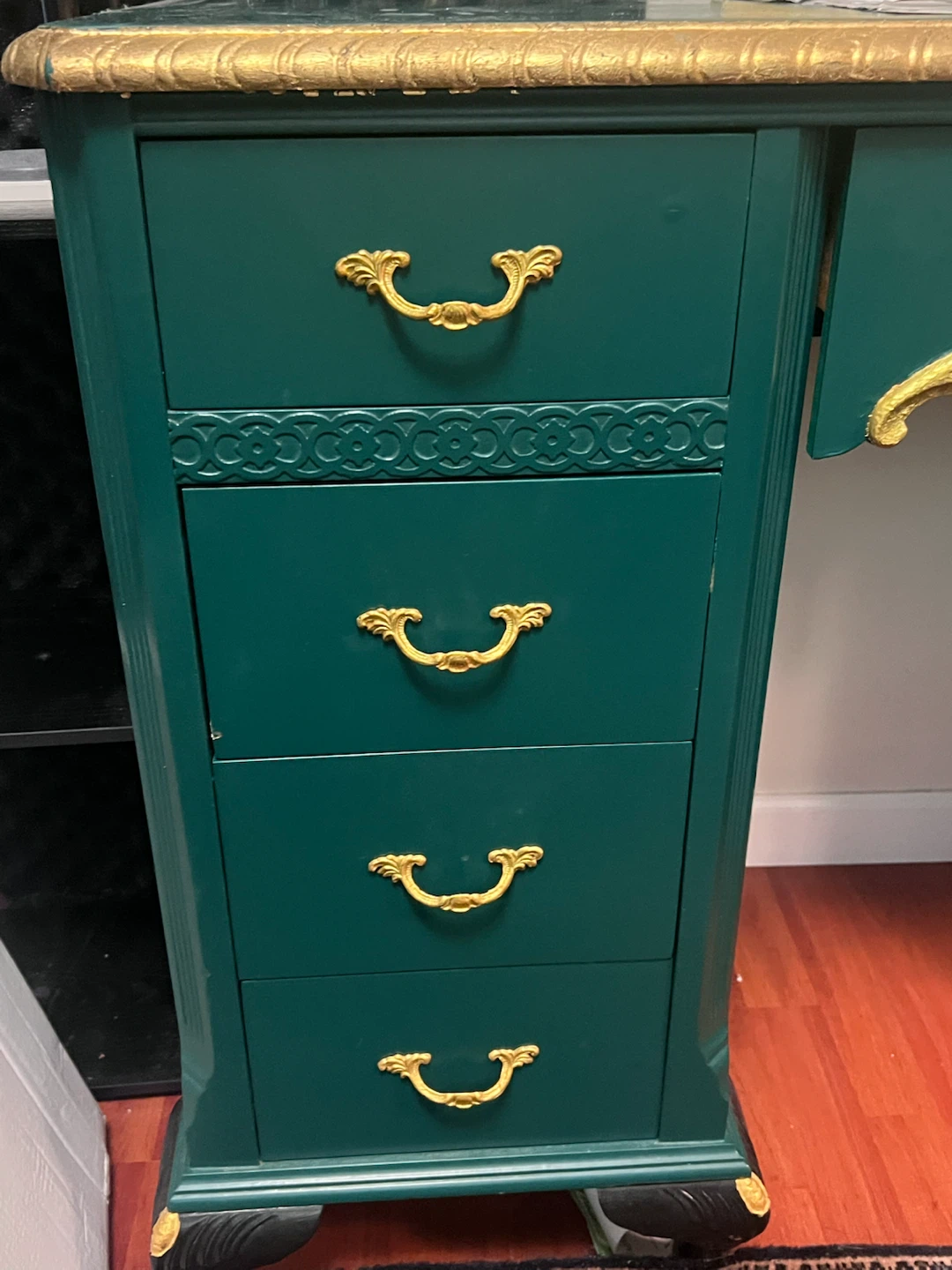 Vintage Green and Gold Desk - photo 3