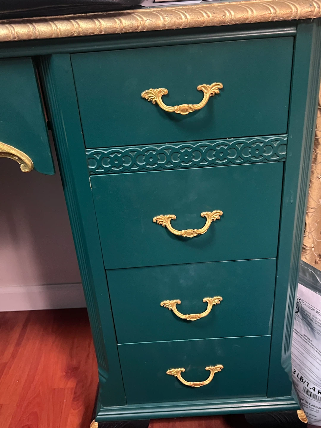 Vintage Green and Gold Desk - photo 4