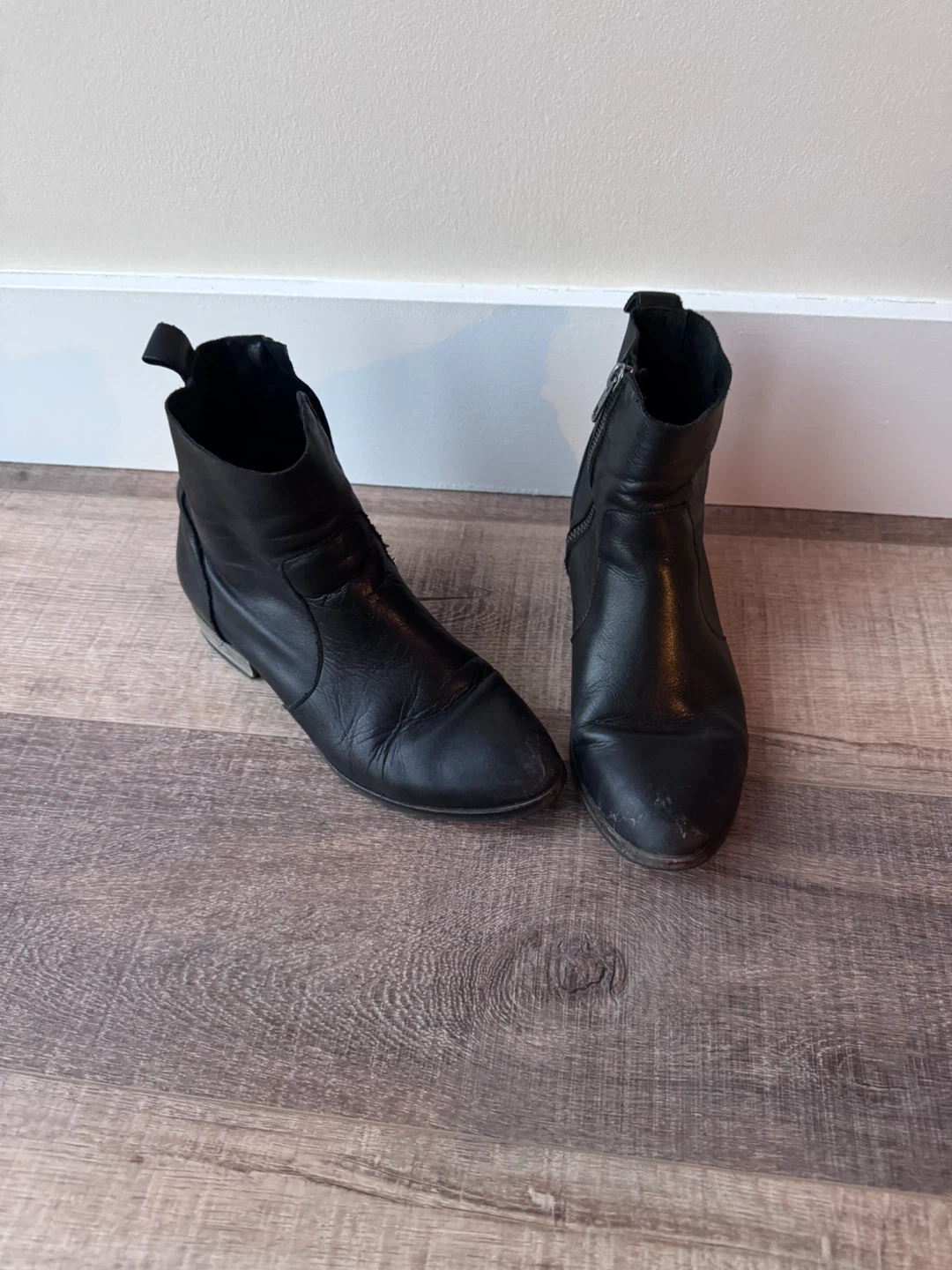 Black Leather Ankle Boots size 8