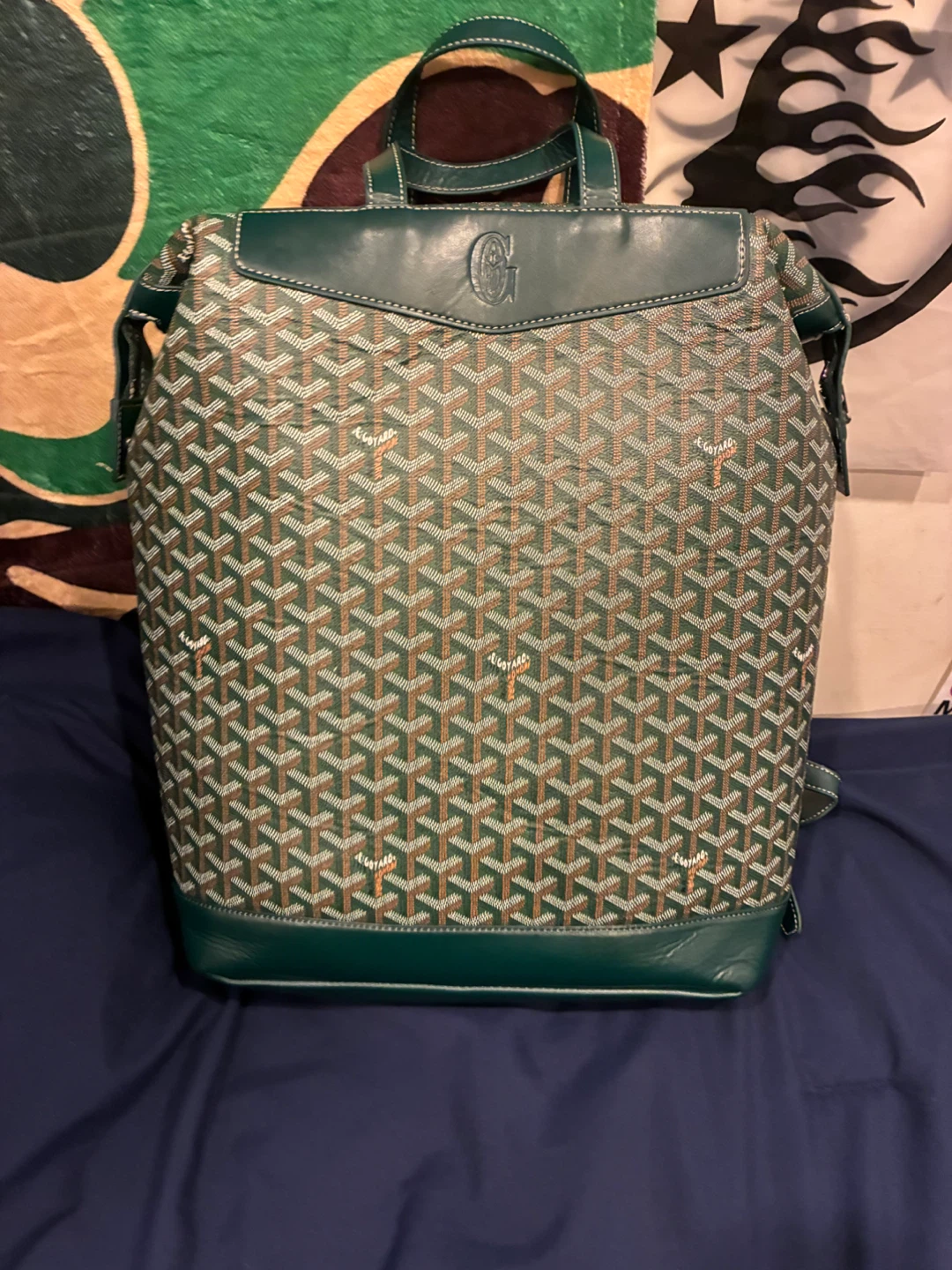 Green Patterned Backpack