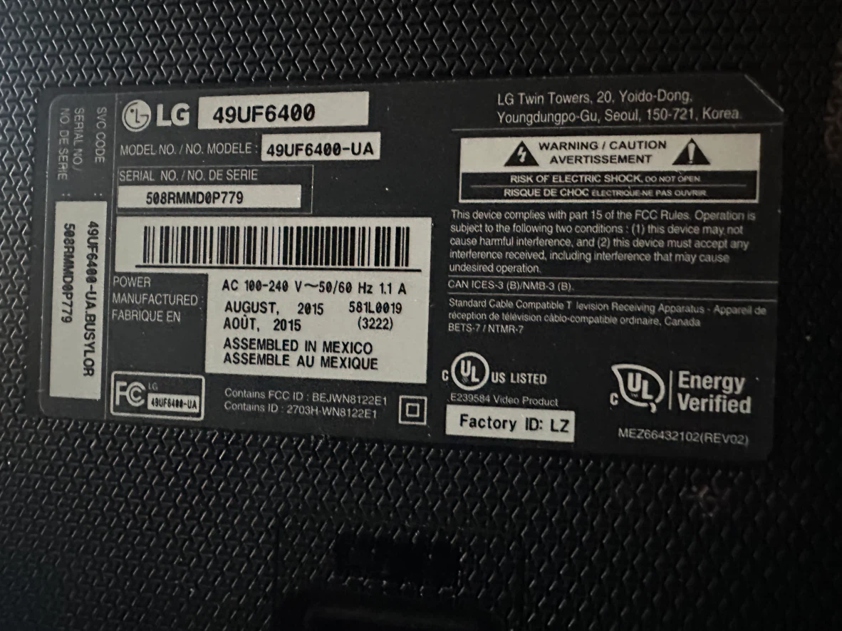 LG 49 inch Smart 4K UHD LED TV. Model-49UF6400. - photo 4