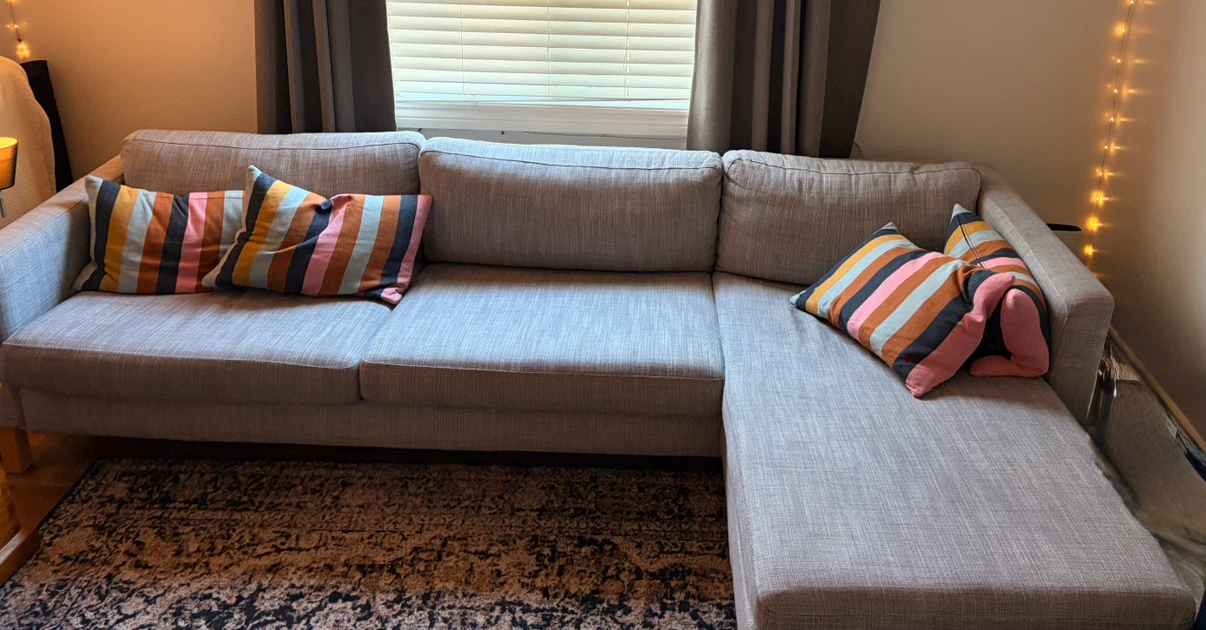IKEA Karlstad L shaped sofa with chaise