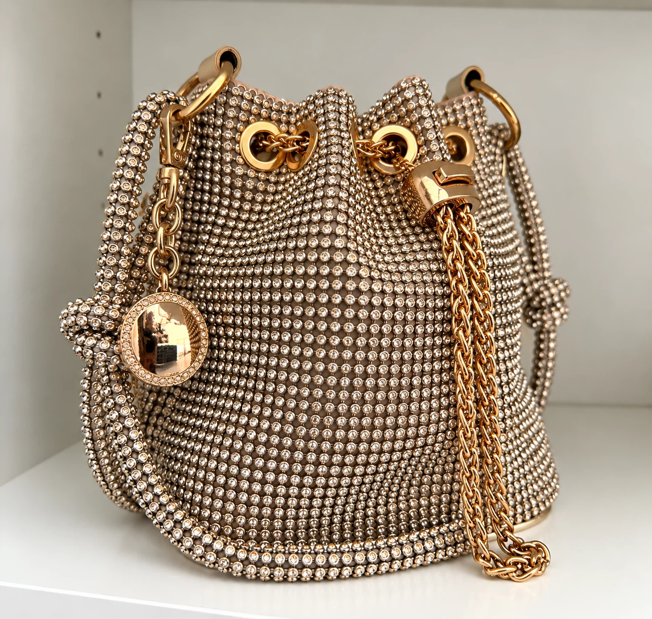 Aldo Rhinestone Crystal Bucket Bag