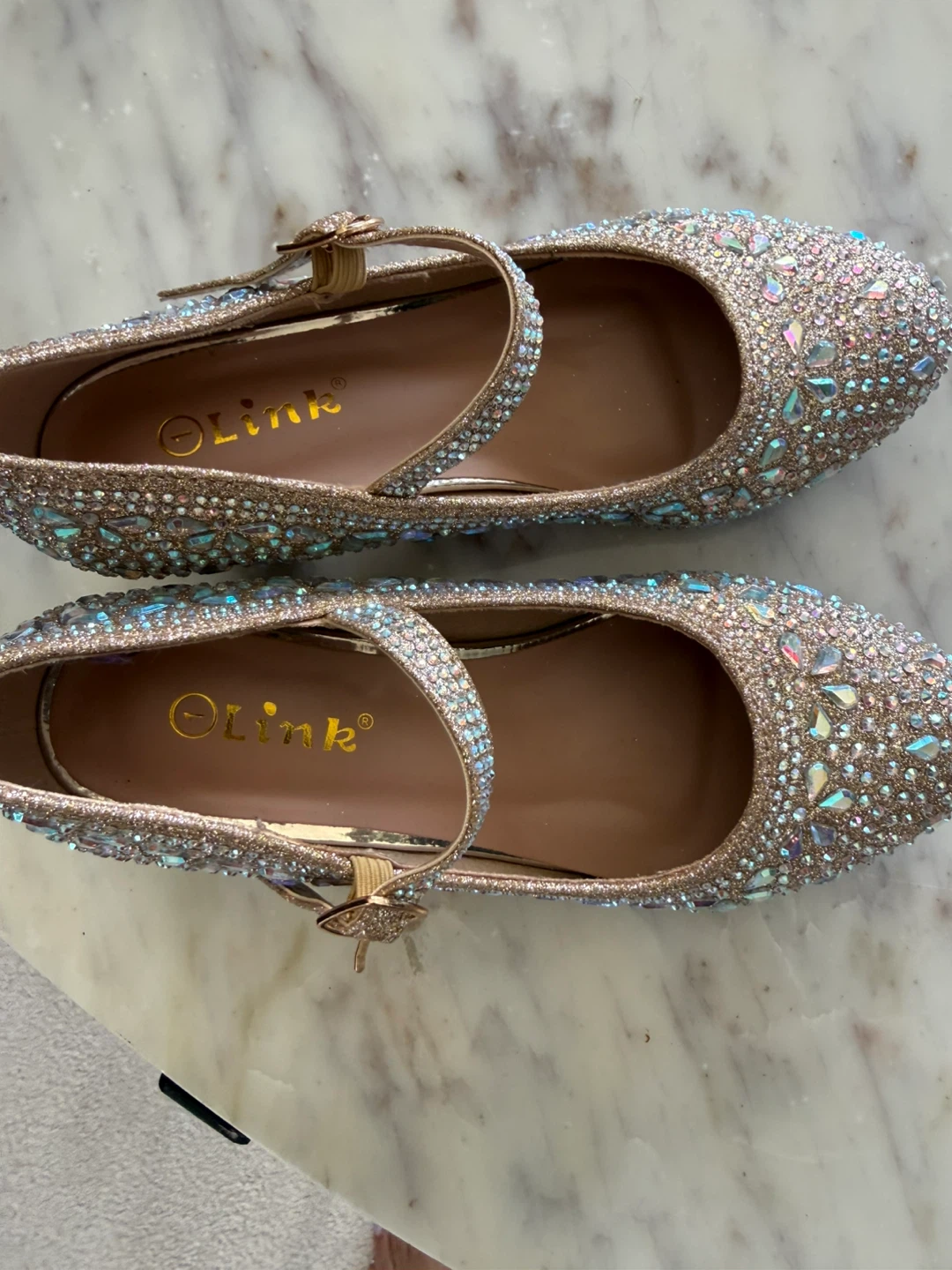 Olink Gold Rhinestone Mary Jane Shoes - photo 2