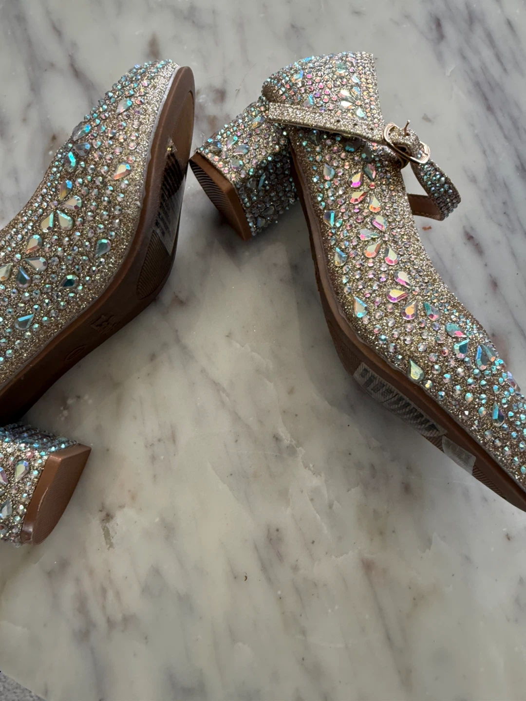 Olink Gold Rhinestone Mary Jane Shoes - photo 3