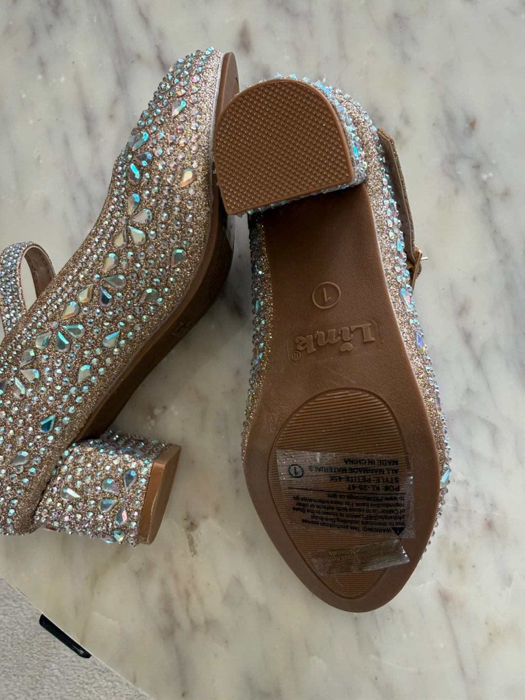 Olink Gold Rhinestone Mary Jane Shoes - photo 4