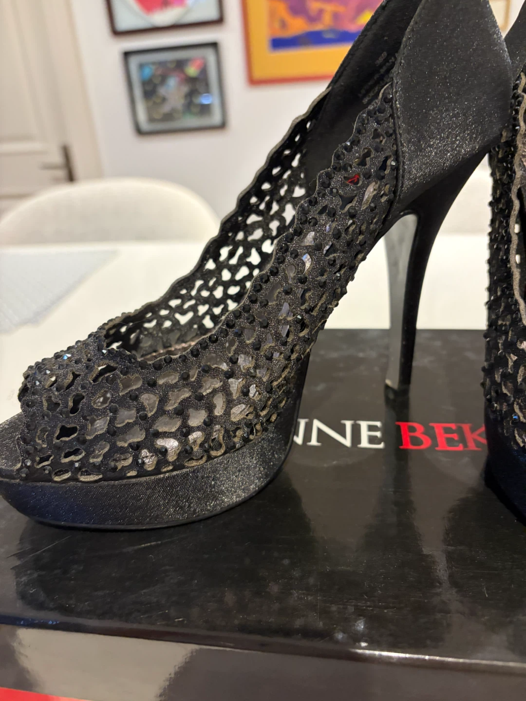 Jeanne Beker Black Peep-Toe Heels - photo 3