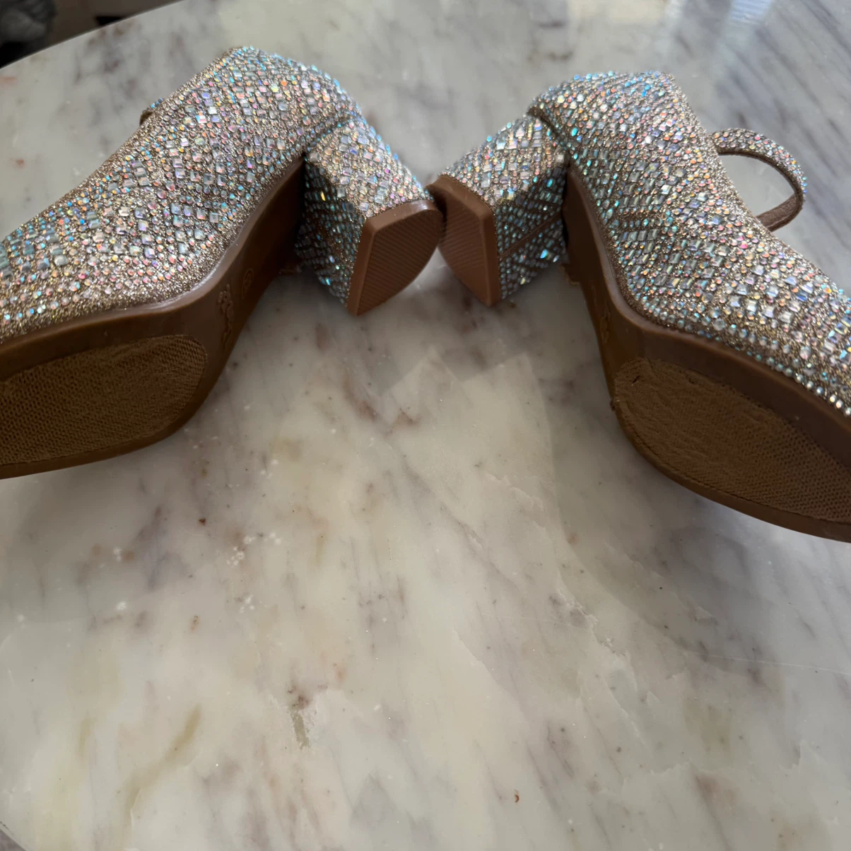 Link Girls Rhinestone Mary Jane Heels Size 13 - photo 4