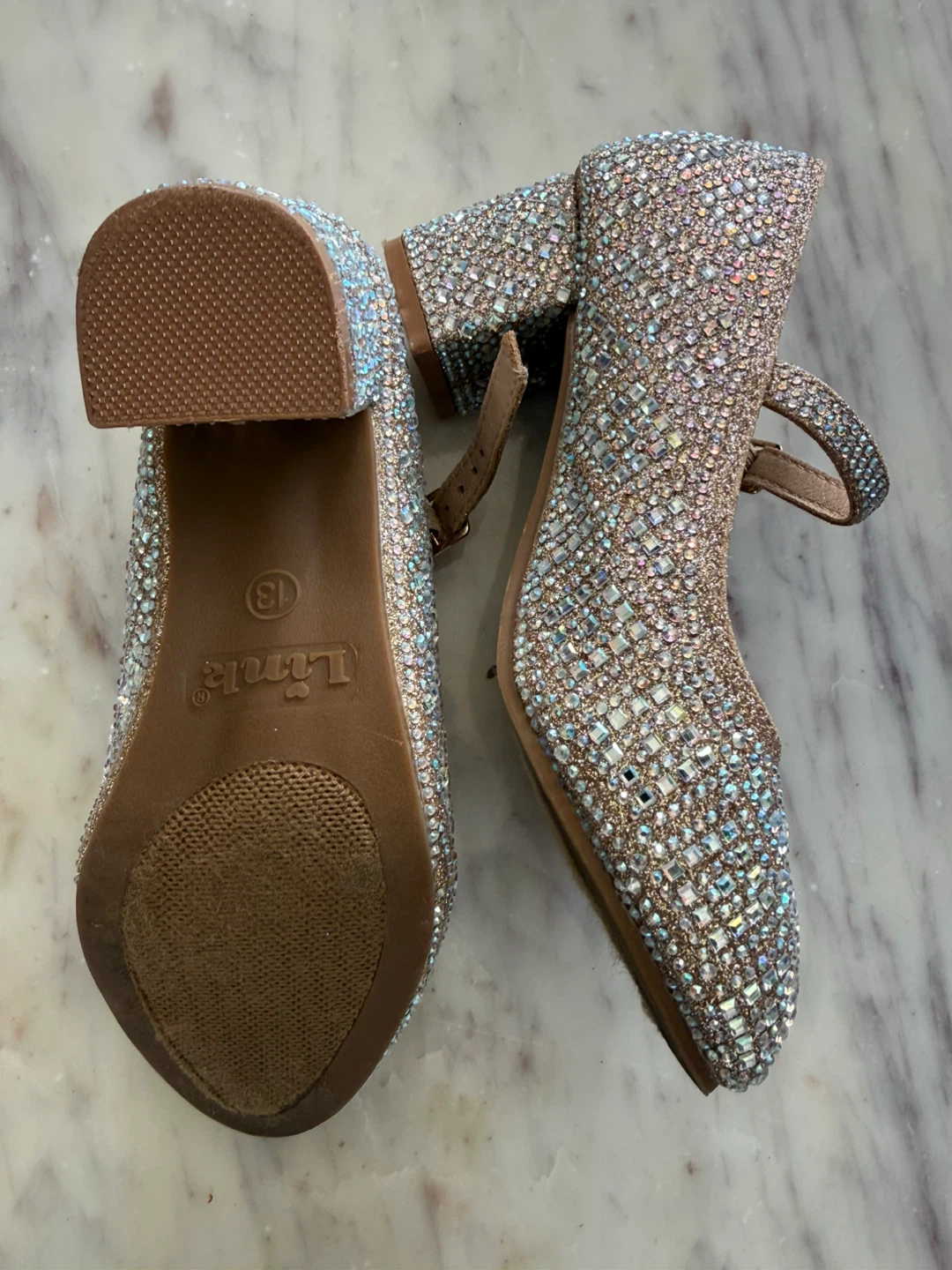 Link Girls Rhinestone Mary Jane Heels Size 13 - photo 5
