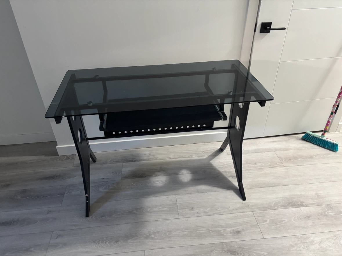 Black Glass Computer Desk