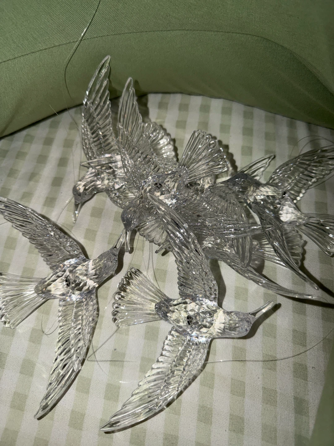 Set of 7 Crystal Hummingbird Ornaments