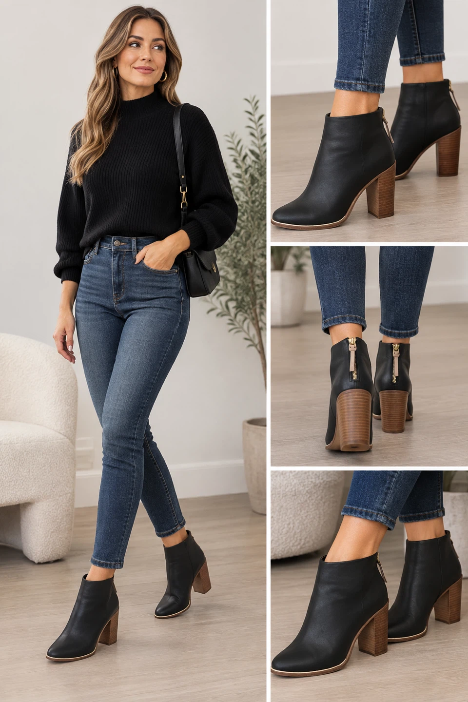 Ted Baker Black Leather Ankle Boots Size 8