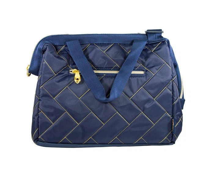 Blue Quilted Insulated Lunch Bag