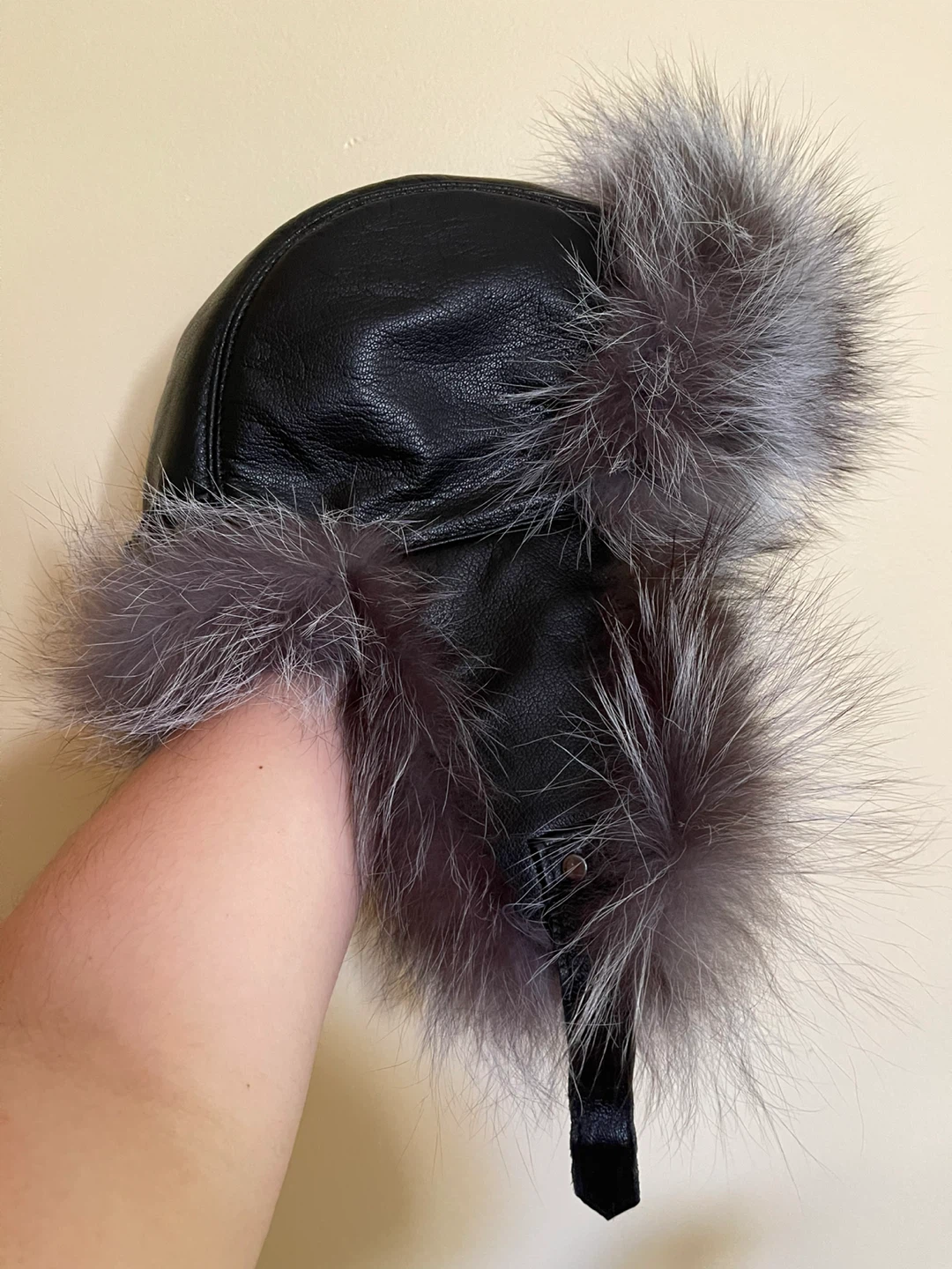 FRR Canada genuine leather real fox fur winter hat, Y2K