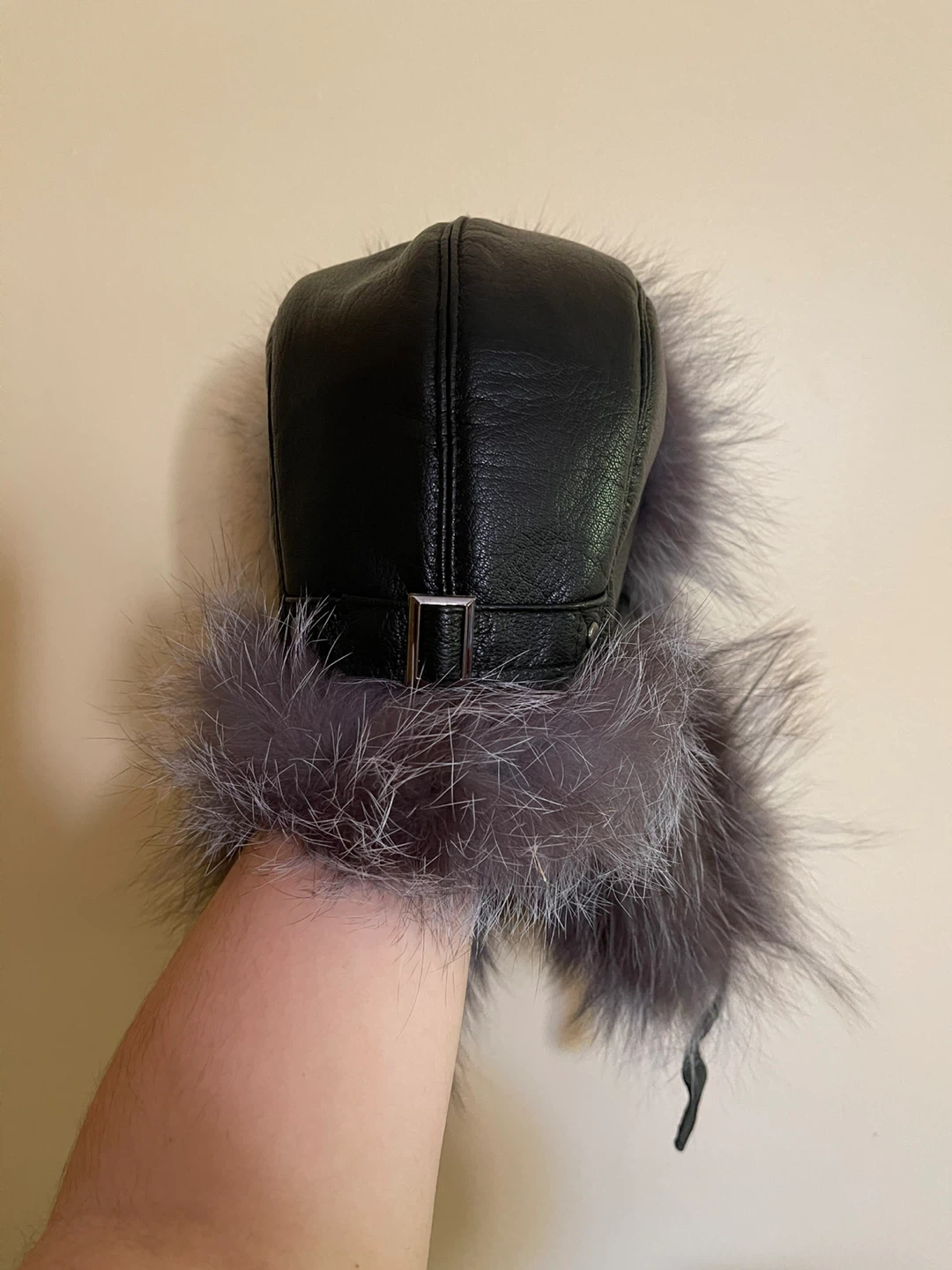 FRR Canada genuine leather real fox fur winter hat, Y2K - photo 3