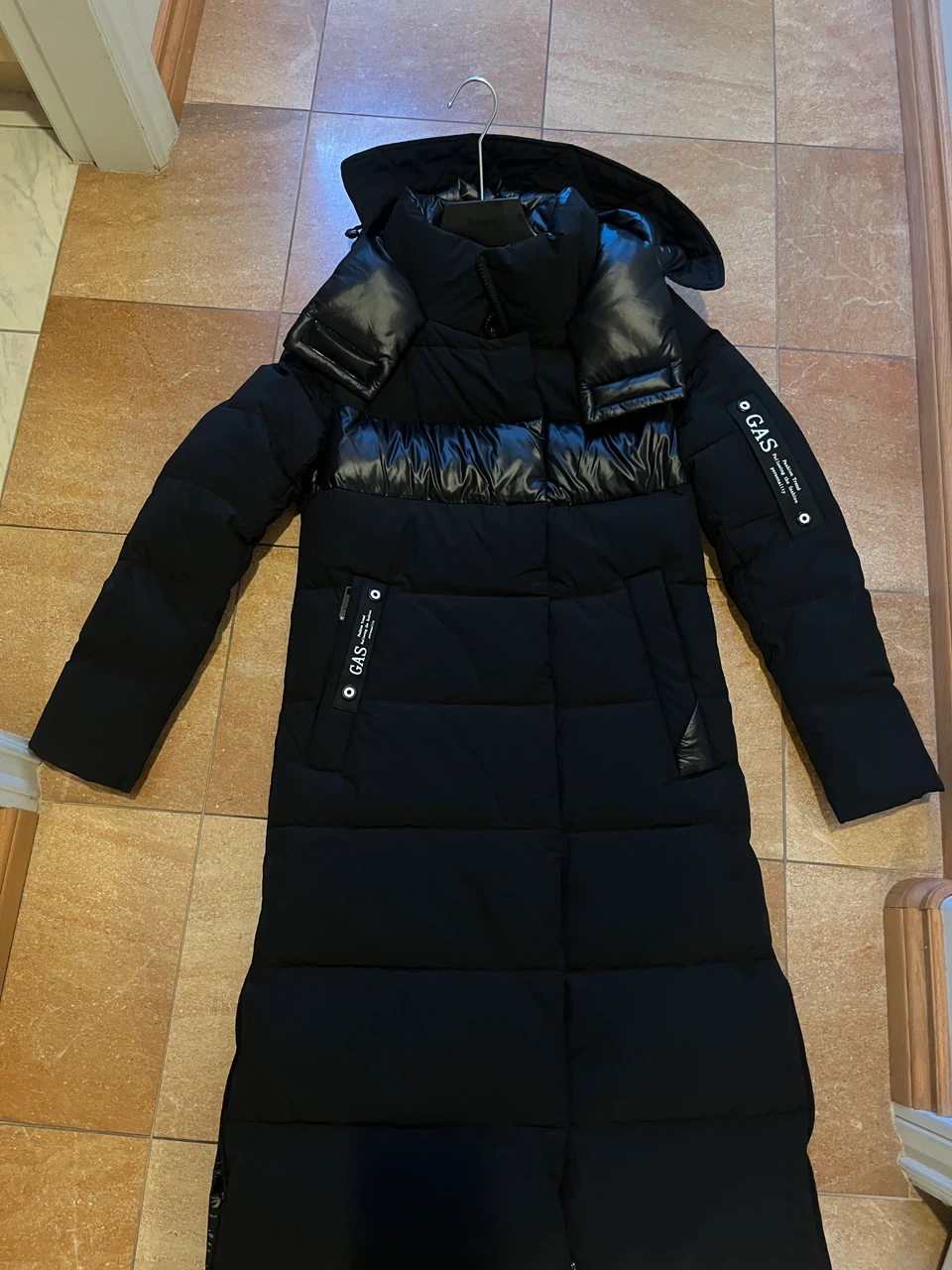 GAS Black Long Puffer Jacket