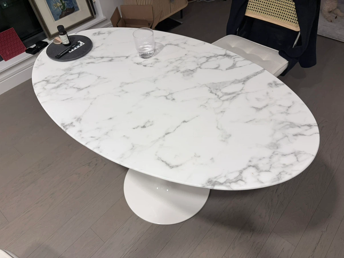 Oval Faux Marble Tulip Dining Table