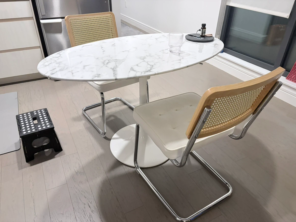 Oval Faux Marble Tulip Dining Table - photo 4