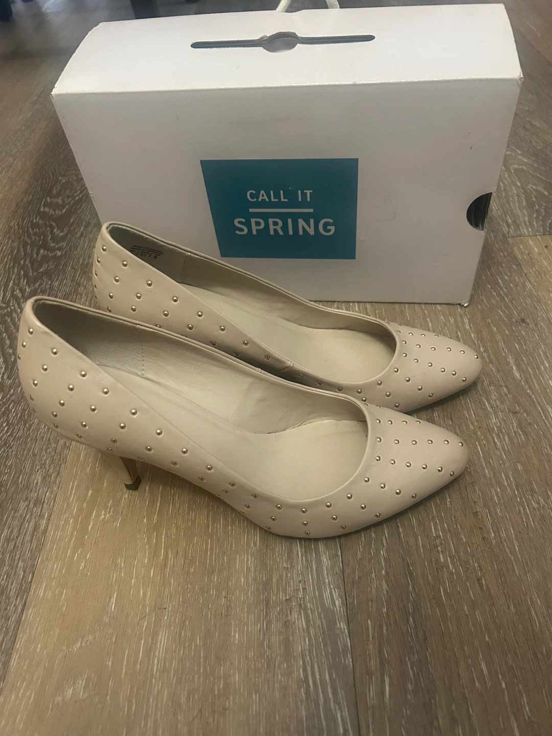 Call It Spring beige studded heels - photo 3