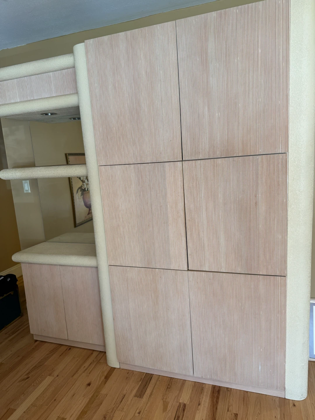 Modern Light Wood Storage Cabinet with Mirrored Shelving - photo 2