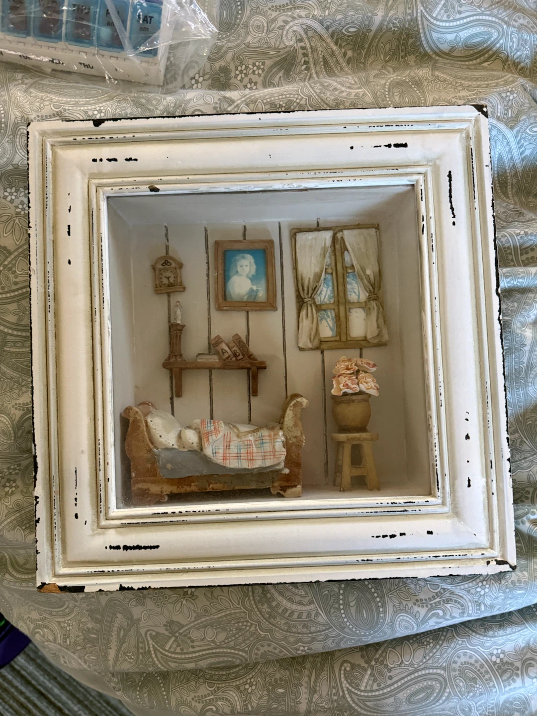Vintage Style Miniature Bedroom Shadow Box Wall Art