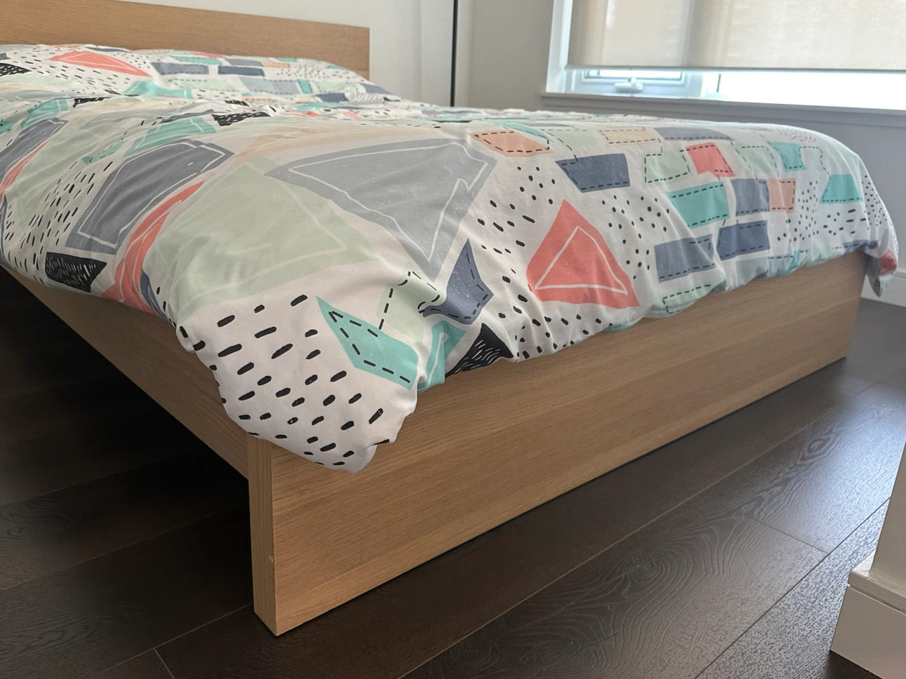 Modern Light Oak Bed Frame- LIKE NEW SIZE DOUBLE - MOVING SALE - photo 2