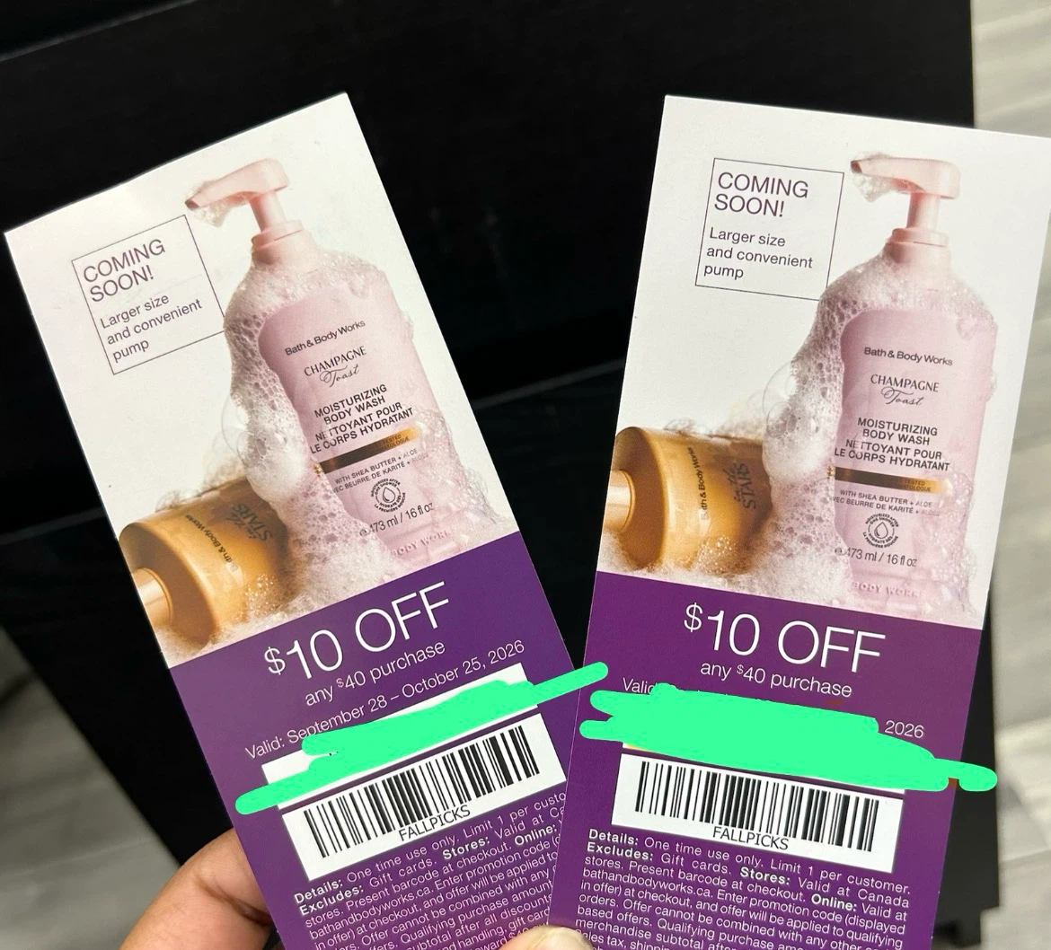 Two Bath & Body Works $10 Off Coupons