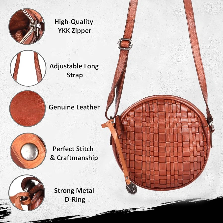Round Crossbody Bag Black and White