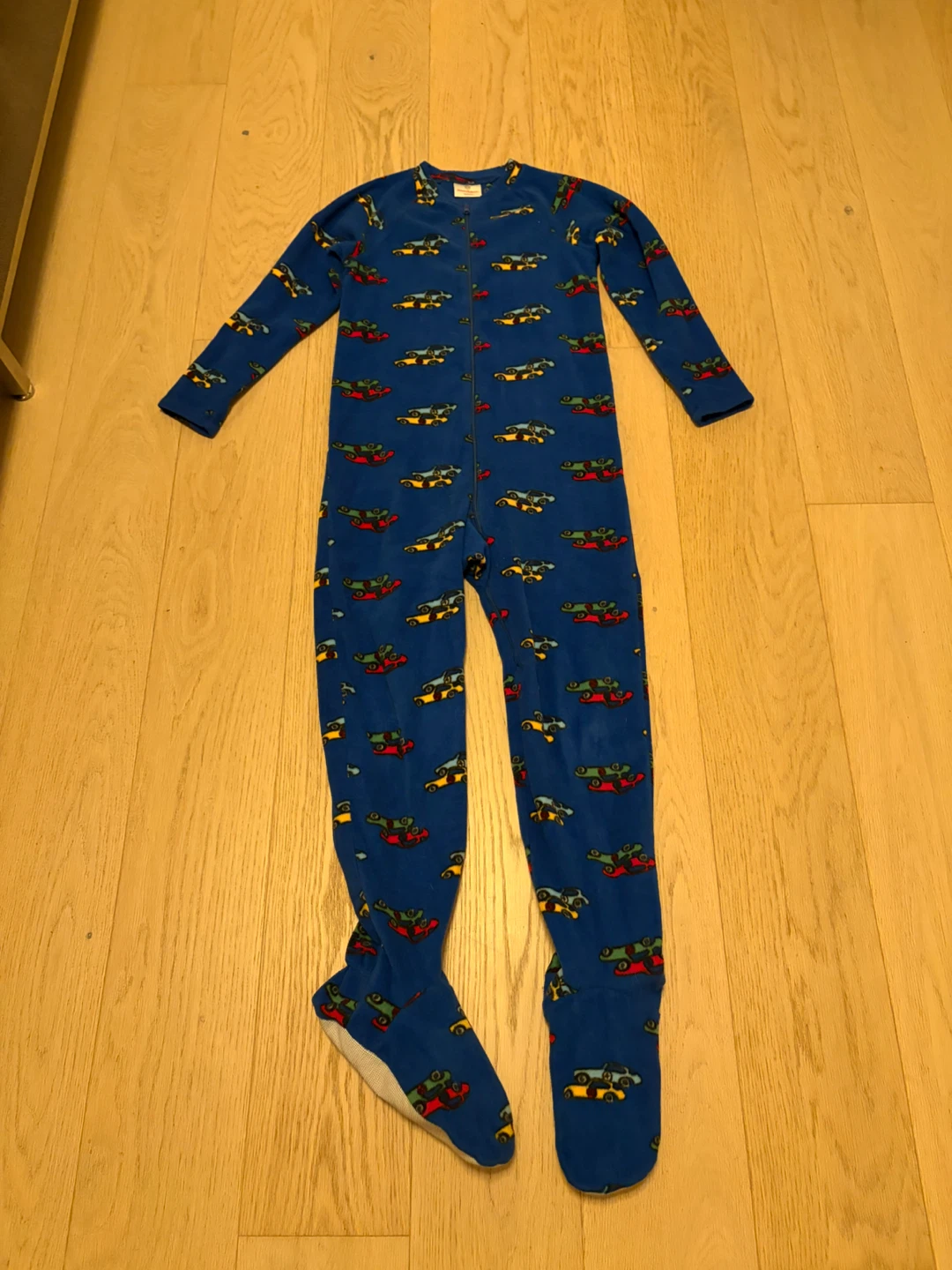 Hanna Andersson blue car footie pyjamas