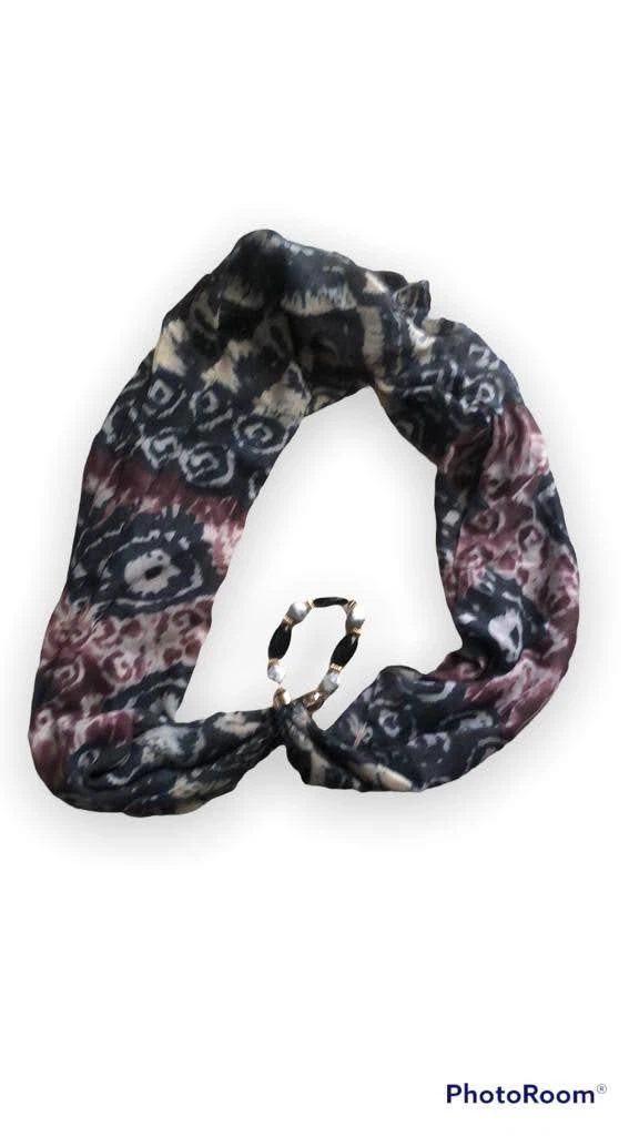 Abstract Print Infinity Scarf with Bead Accents - photo 2