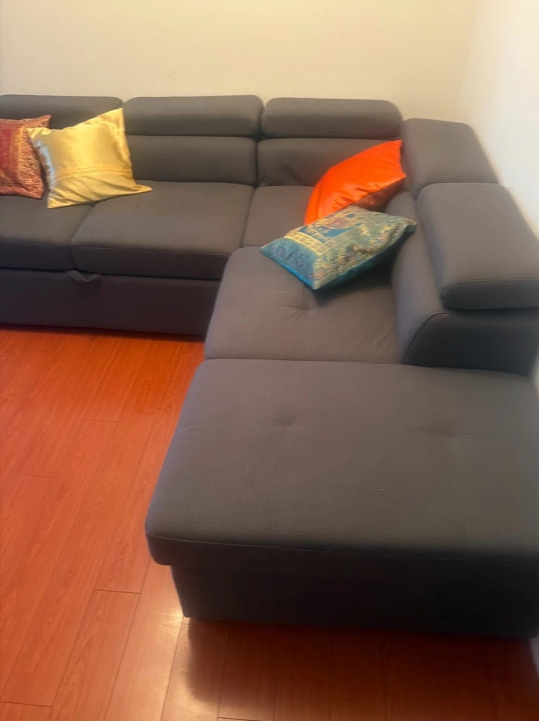 Dark Grey Sectional Sofa with Storage Ottoman - photo 2