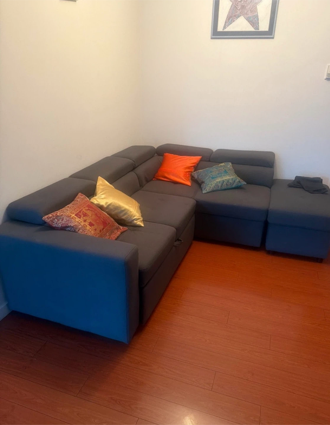 Dark Grey Sectional Sofa with Storage Ottoman - photo 3