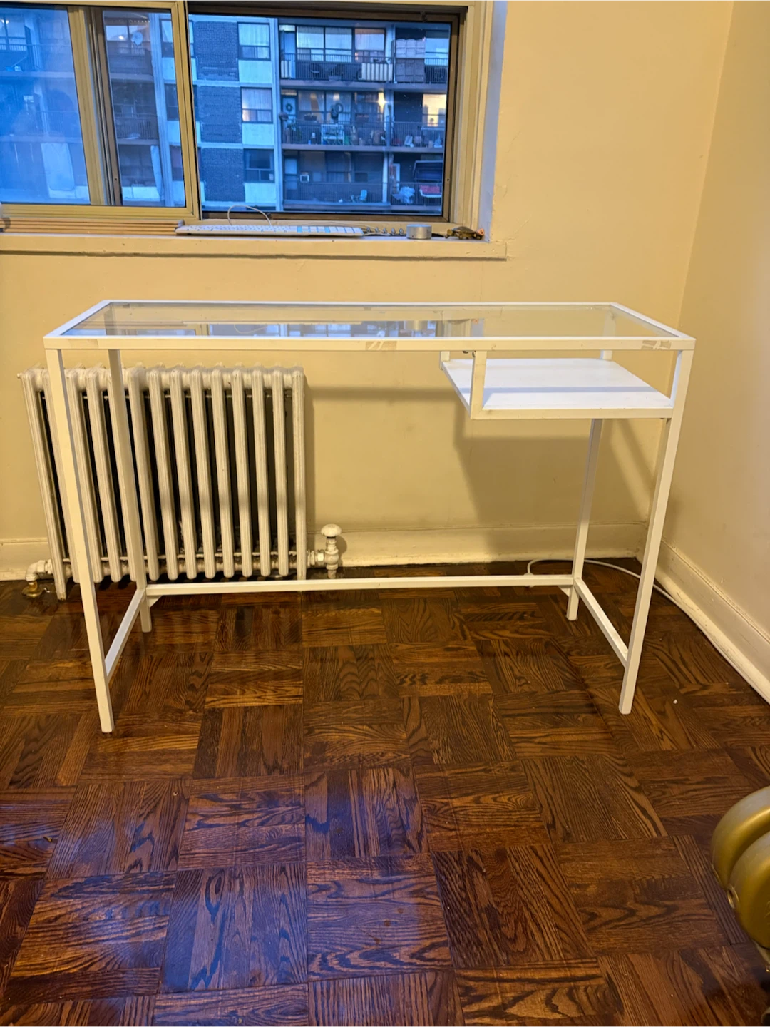 White Metal and Glass Desk