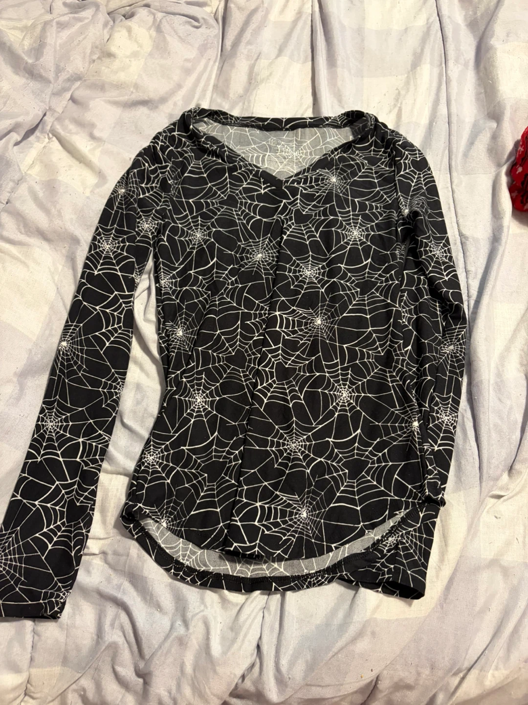 No Boundaries Spiderweb Print Long Sleeve Top