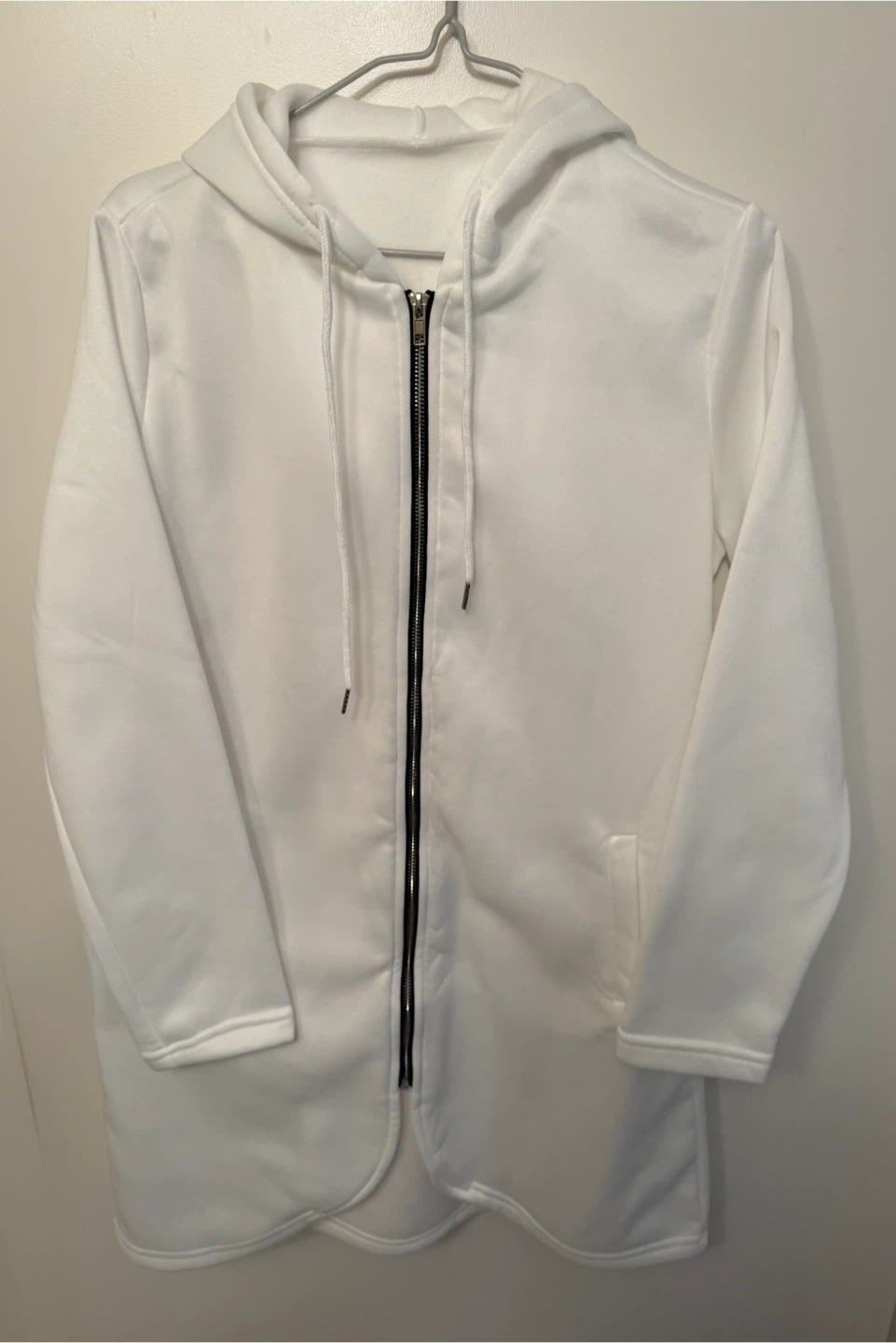 White Long Jacket Zip-Up Hoodie - photo 2