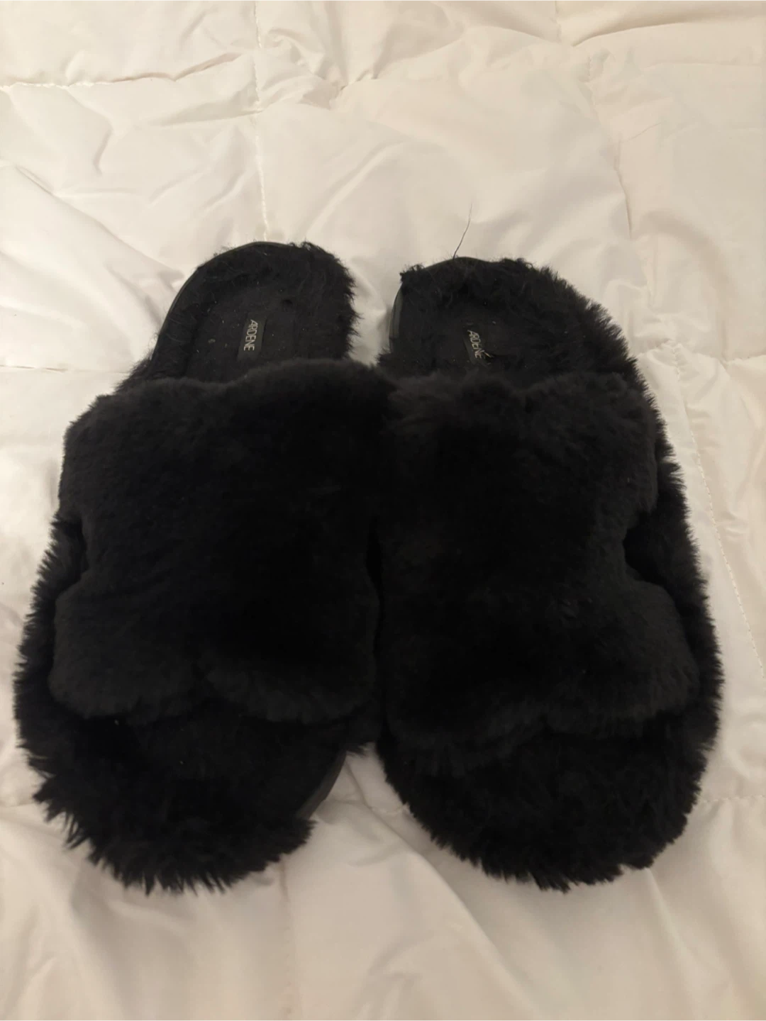 Ardene Black Faux Fur Slippers