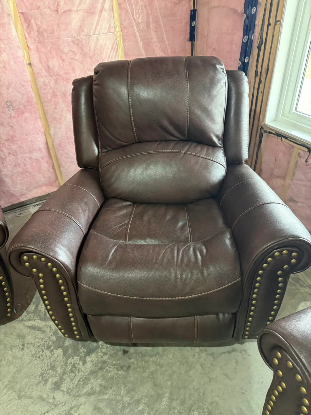 Three-Piece Brown Leather Reclining Sofa Set - photo 5