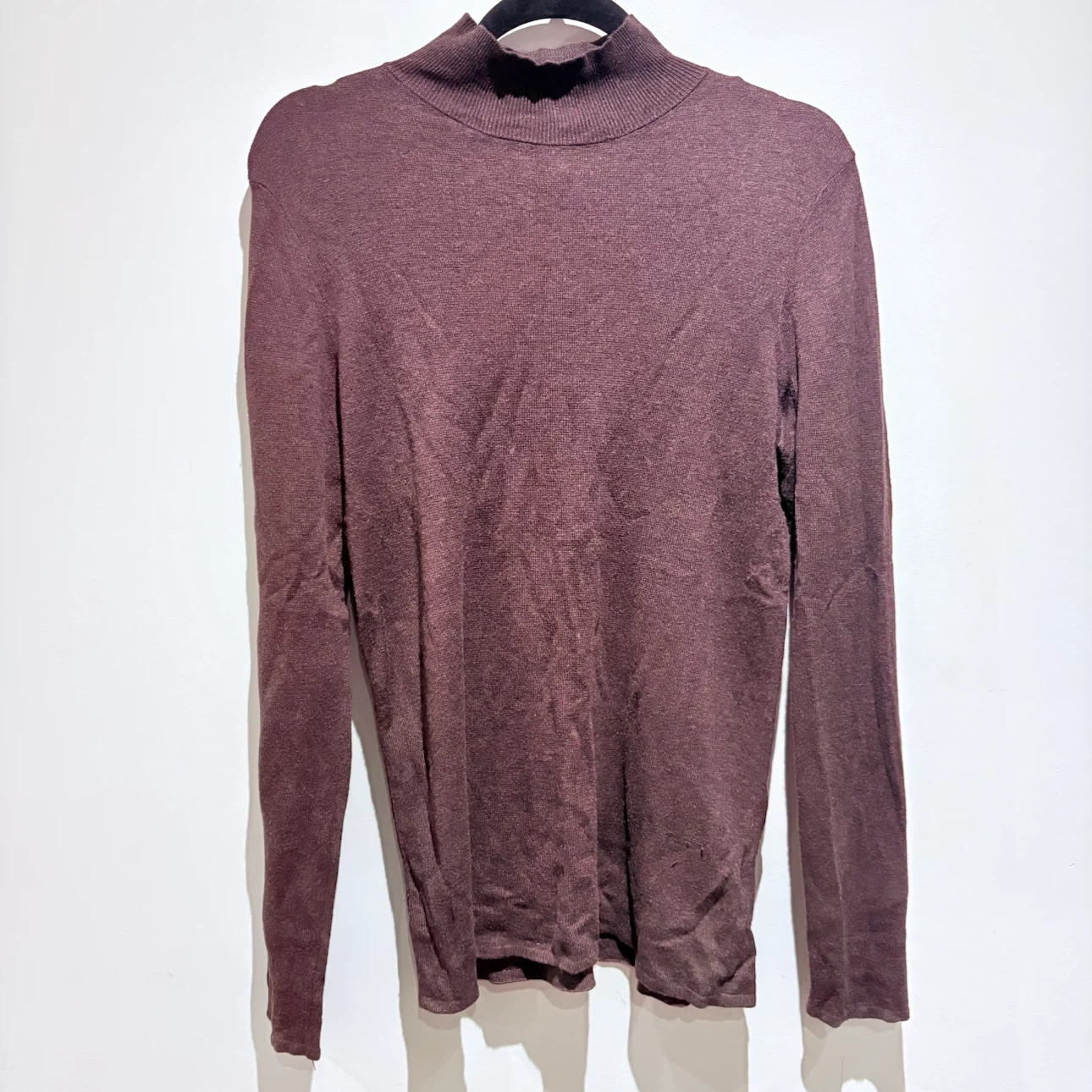 Maroon Mock Neck Long Sleeve Top