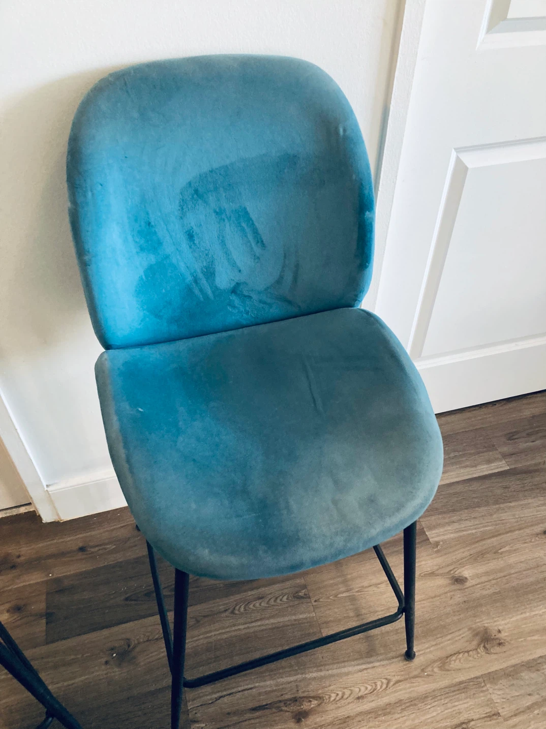 Set of Two Teal Velvet Bar Stools - photo 2