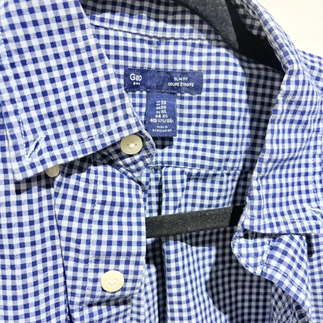 Gap Slim Fit Gingham Shirt Blue/White XS - photo 2