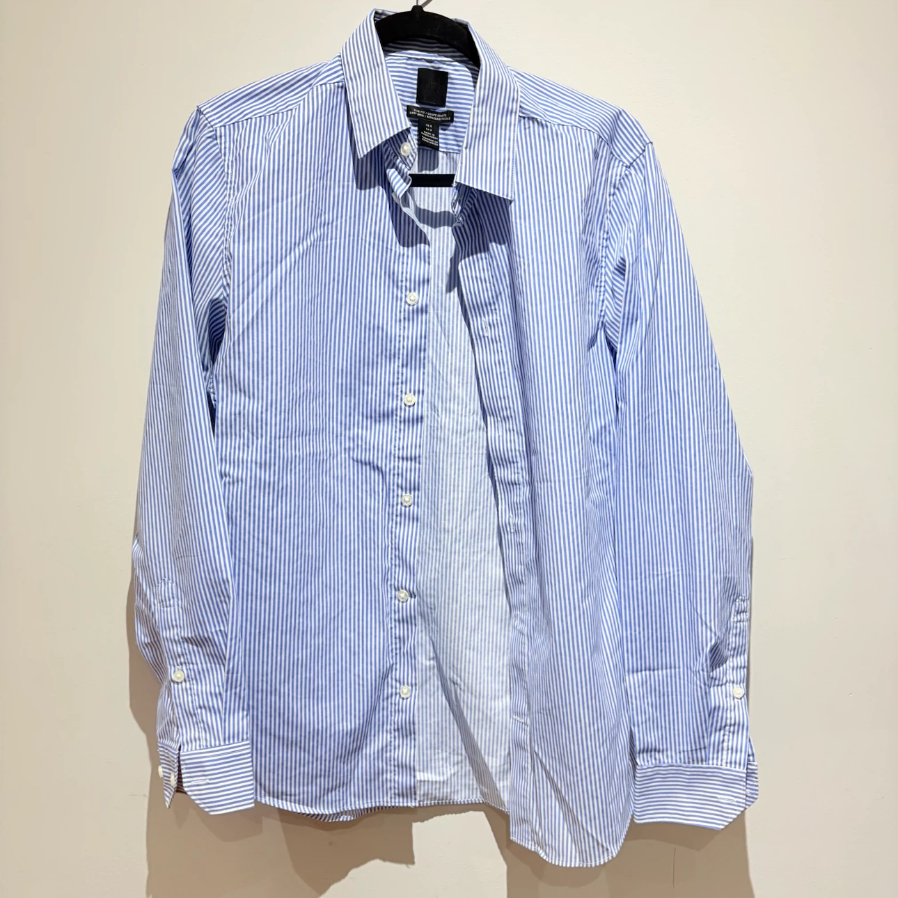 H&M Blue and White Striped Slim Fit Shirt - Size Small
