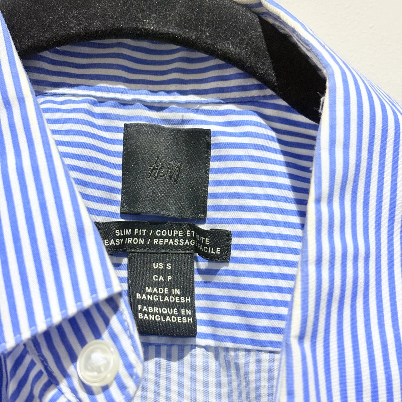 H&M Blue and White Striped Slim Fit Shirt - Size Small - photo 2