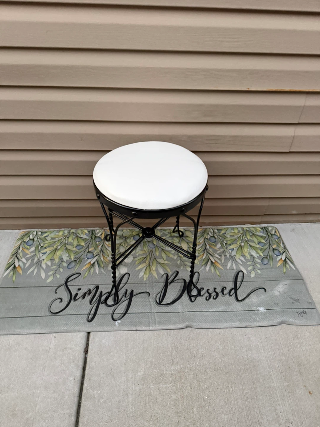 Metal Vanity Stool with White Cushion - photo 4