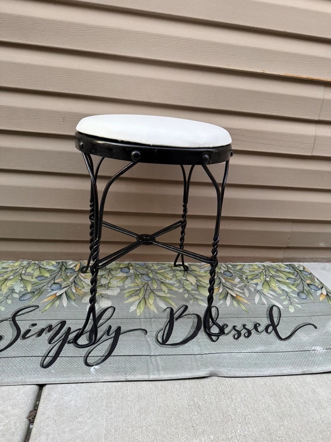 Metal Vanity Stool with White Cushion - photo 5