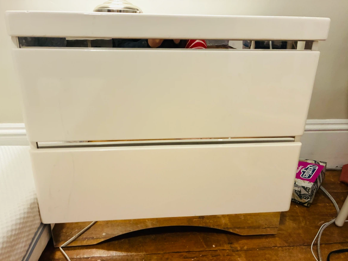 White Glossy Two-Drawer Nightstand - photo 3