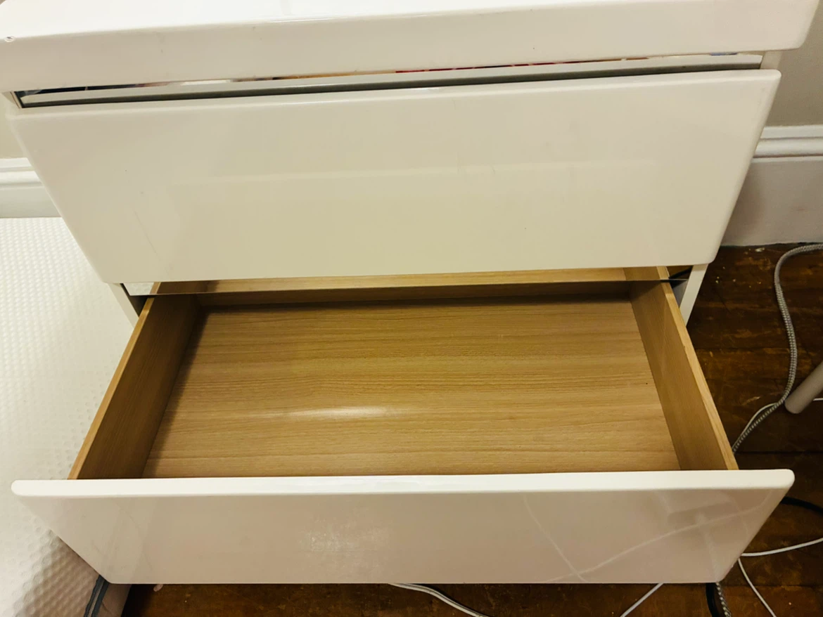 White Glossy Two-Drawer Nightstand - photo 4