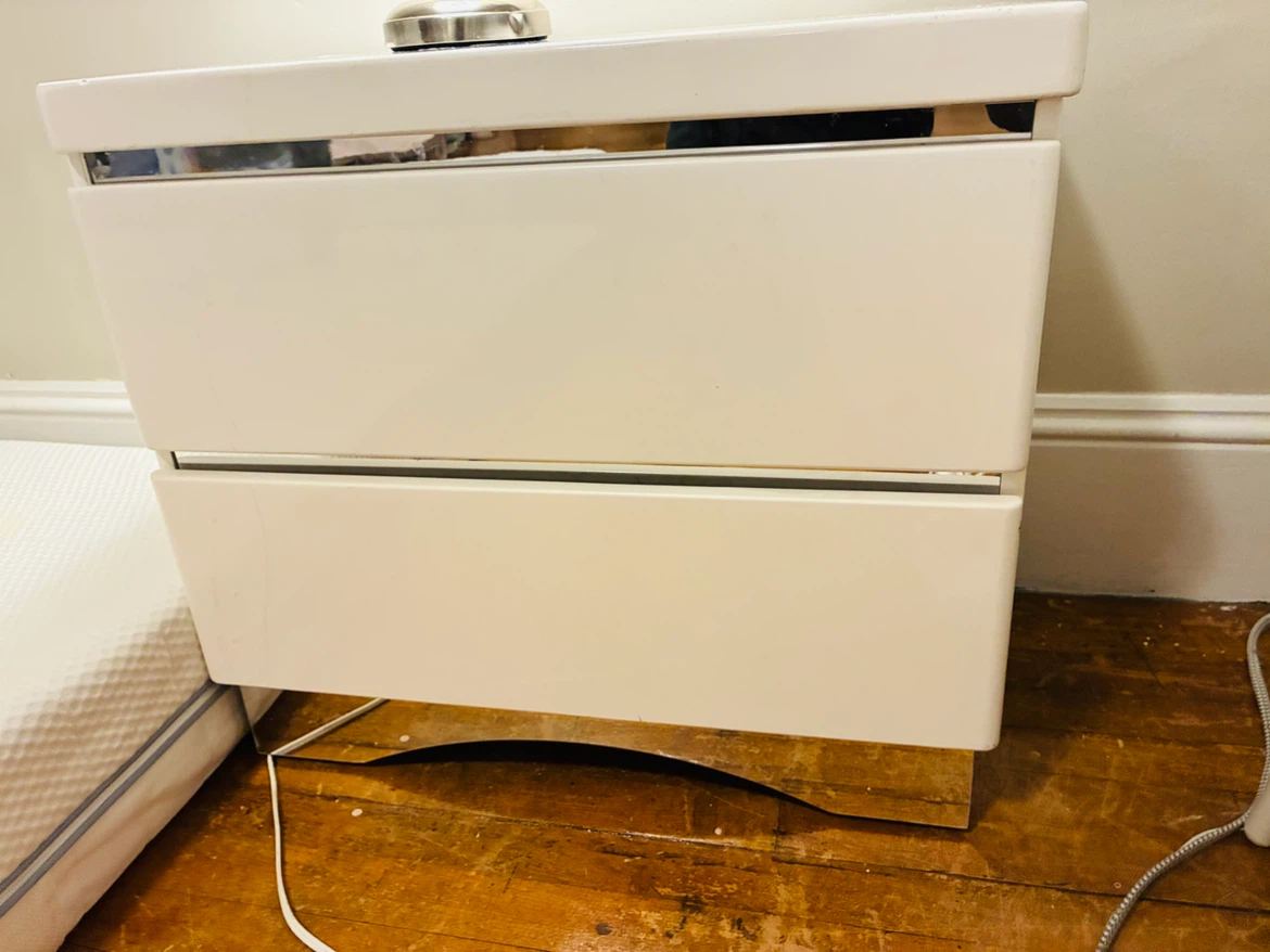 White Glossy Two-Drawer Nightstand - photo 5