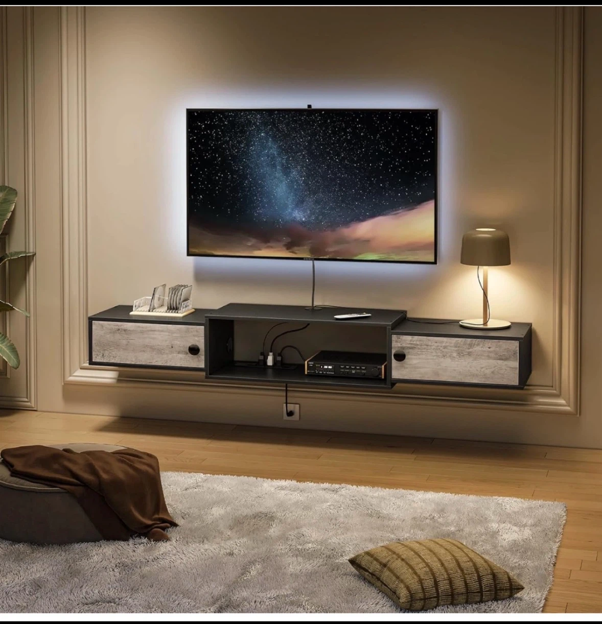 Brand new Floating TV Stand with Power Outlets 55"