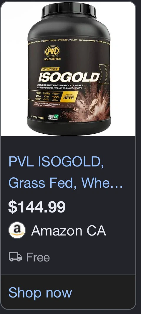 PVL ISOGOLD Triple Milk Chocolate Whey Protein Powder 2.27kg