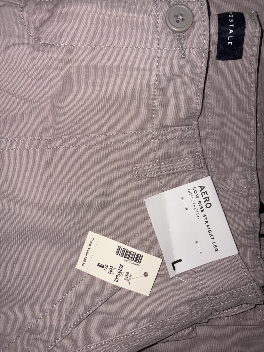 Aeropostale Low Rise Straight Leg Pants Beige